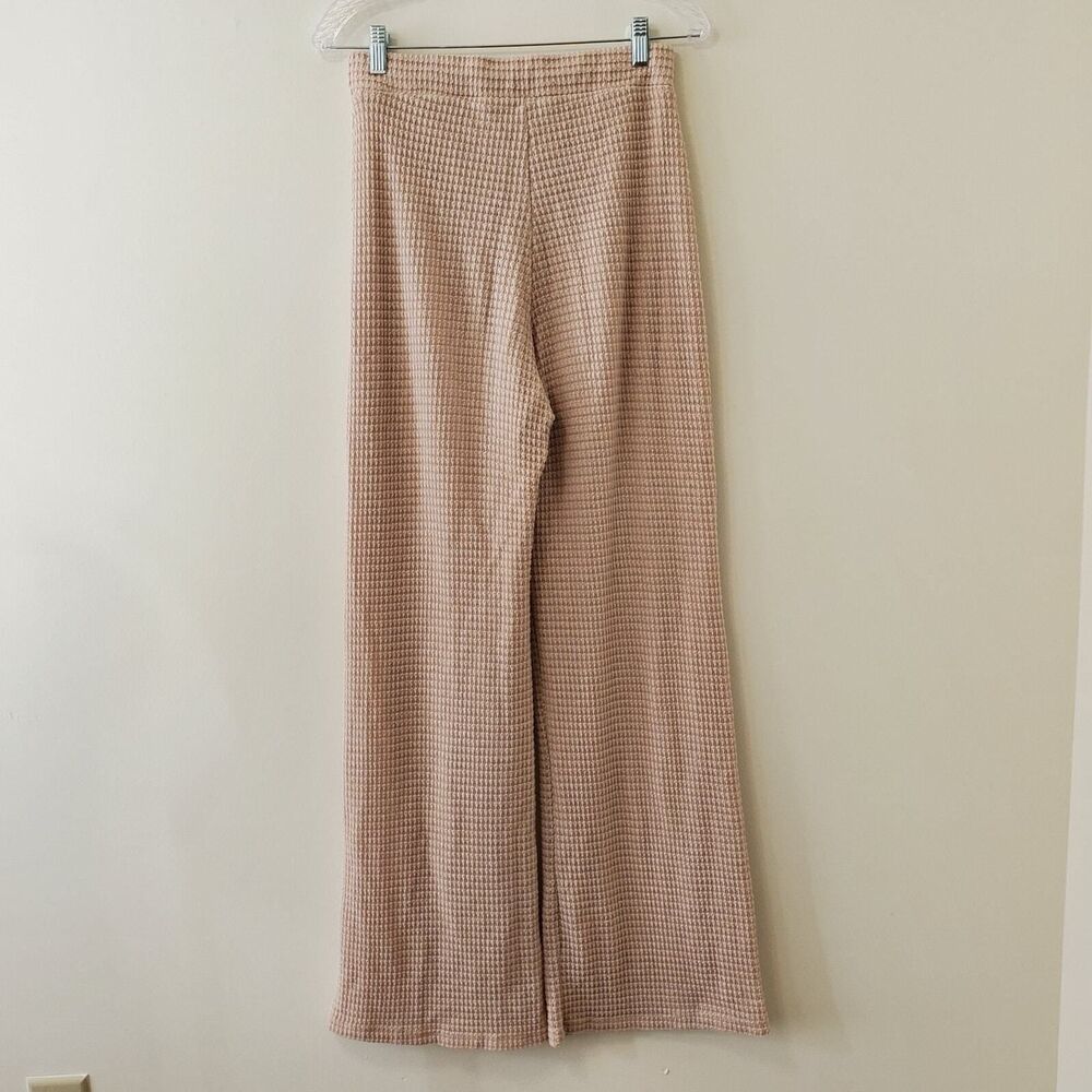 Windsor Waffle Knit Pants Medium Brown Wide Leg Flare Pull-On Lounge Casual - Picture 2 of 6